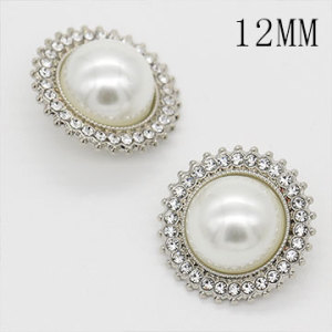 12MM Pearl flower enamel rhinestones  metal  snap buttons