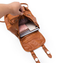 Soft Leather Versatile Casual Fitted Large Capacity Backpack 18mm snap button jewelry