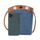 Denim stitching can be carried on one shoulder tote bag 18mm snap button jewelry
