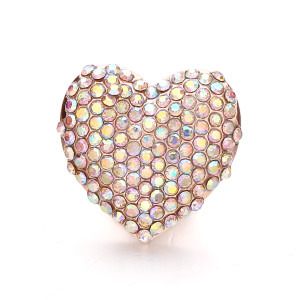 20MM love metal silver plated snap with rhinestone  charms snaps jewelry