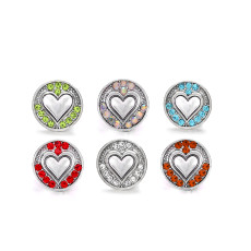 20MM love metal silver plated snap with rhinestone  charms snaps jewelry