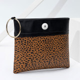 Soft Leather Large Leopard Panel One Shoulder Span Large Capacity Shoulder Bag 18mm Snap Jewelry