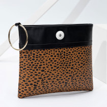 Soft Leather Large Leopard Panel One Shoulder Span Large Capacity Shoulder Bag 18mm Snap Jewelry