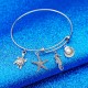 Adjustable Stainless Steel Bracelet Ocean Starfish Seahorse Turtle Pearl Shell Alloy Pendant