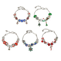 Christmas Crystal Beaded Bracelet Alloy Drop Oil Jewelry Children Adult Snake Bone Chain Bracelet Female