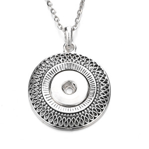 Metal Round Pendant 60cm Necklace for 20mm Jewelry Snaps