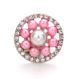 20MM colored pearls design Rhinestone  Metal snap buttons