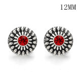 Flowers 12MM Rhinestone snap silver plated  interchangable snaps jewelry