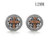 Flowers 12MM Rhinestone snap silver plated  interchangable snaps jewelry