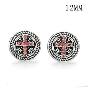Flowers 12MM Rhinestone snap silver plated  interchangable snaps jewelry