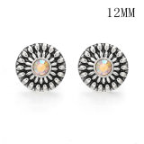 Flowers 12MM Rhinestone snap silver plated  interchangable snaps jewelry