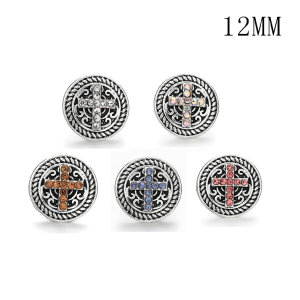 Flowers 12MM Rhinestone snap silver plated  interchangable snaps jewelry