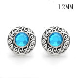 Flowers 12MM Rhinestone snap silver plated  interchangable snaps jewelry
