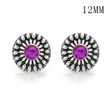Flowers 12MM Rhinestone snap silver plated  interchangable snaps jewelry