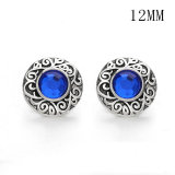 Flowers 12MM Rhinestone snap silver plated  interchangable snaps jewelry