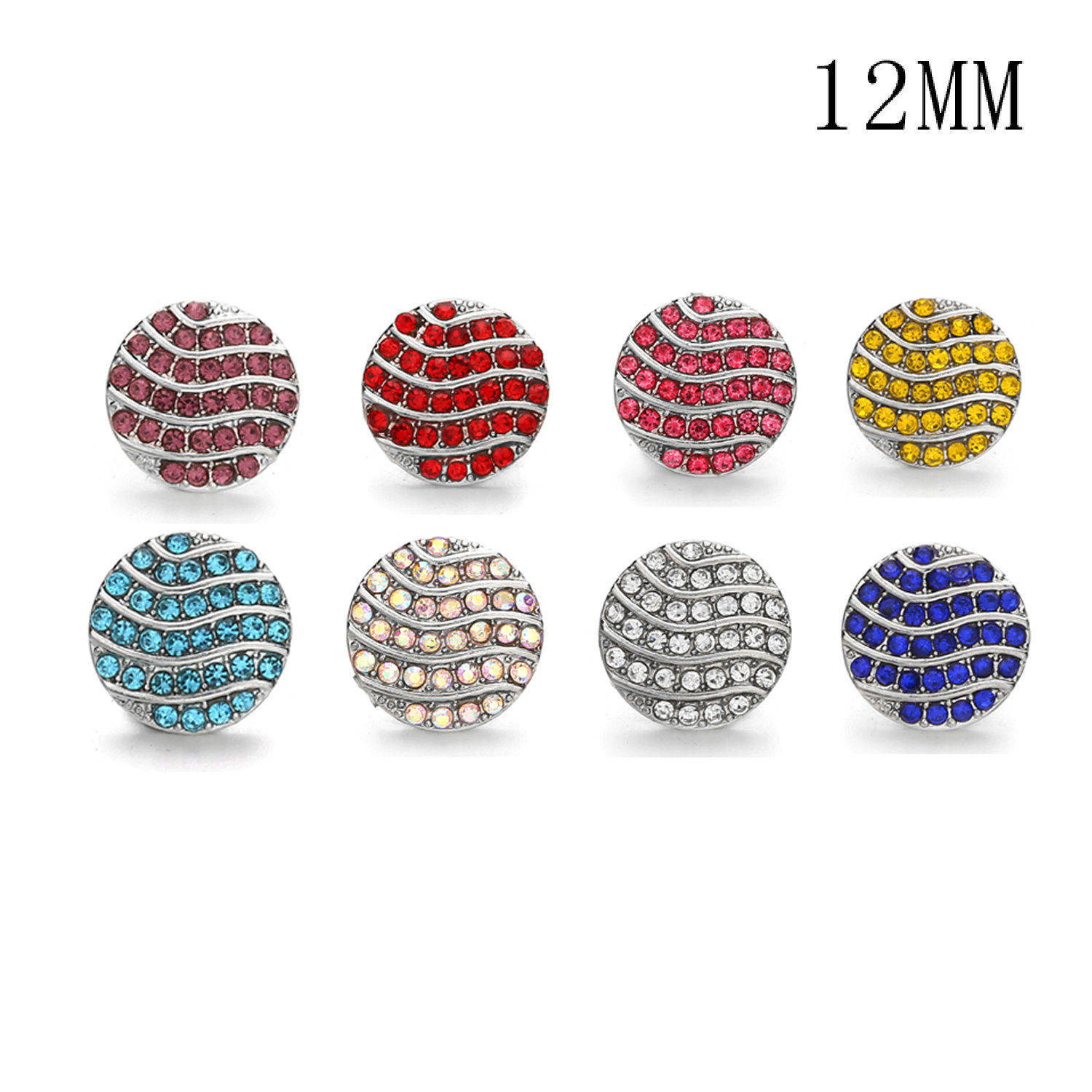 Flowers 12MM Rhinestone snap silver plated interchangable snaps jewelry