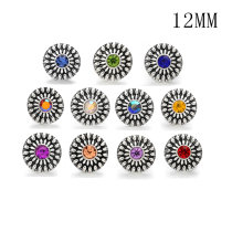 Flowers 12MM Rhinestone snap silver plated  interchangable snaps jewelry