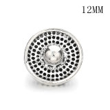 Flowers 12MM Rhinestone snap silver plated  interchangable snaps jewelry
