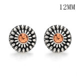 Flowers 12MM Rhinestone snap silver plated  interchangable snaps jewelry