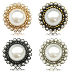 20MM High quality metal pearl rhinestones gold plated snap charms fit 20mm snap jewelry