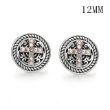 Flowers 12MM Rhinestone snap silver plated  interchangable snaps jewelry