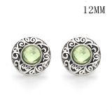 Flowers 12MM Rhinestone snap silver plated  interchangable snaps jewelry