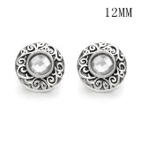 Flowers 12MM Rhinestone snap silver plated  interchangable snaps jewelry