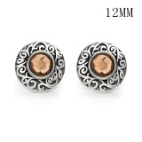 Flowers 12MM Rhinestone snap silver plated  interchangable snaps jewelry