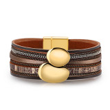 Irregular Disc Design Bracelet Leather Women's Character Bracelet