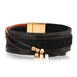 Personality niche leopard print bracelet creative line square bead women's leather bracelet
