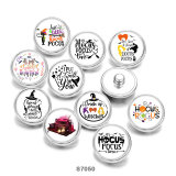 20MM Halloween words Print glass snaps buttons