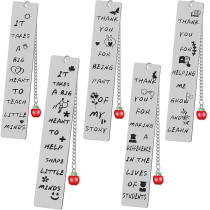 Stainless Steel Bookmark Gift Lettering Apple Pendant Student Commemorative Bookmark Thanksgiving Teacher's Day Gift