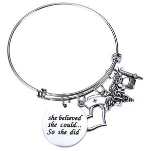 She Believed She Could Heart Nurse Hat RN Stainless Steel Adjustable LPN Nurse Bracelet