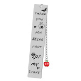 Stainless Steel Bookmark Gift Lettering Apple Pendant Student Commemorative Bookmark Thanksgiving Teacher's Day Gift