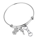 gun police badge handcuffs creative bracelet stainless steel adjustable police bracelet