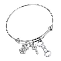gun police badge handcuffs creative bracelet stainless steel adjustable police bracelet