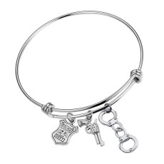 gun police badge handcuffs creative bracelet stainless steel adjustable police bracelet