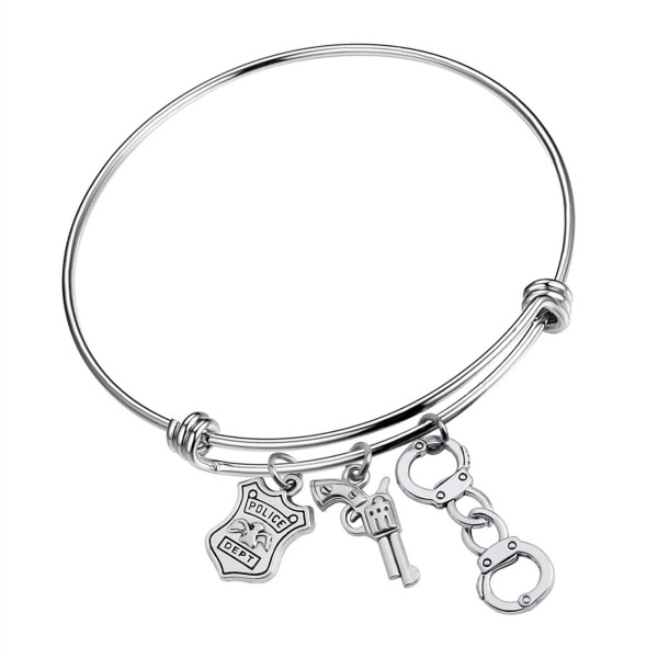gun police badge handcuffs creative bracelet stainless steel adjustable police bracelet
