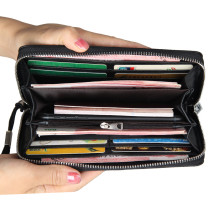 Men's and Women's Long Wallet Crocodile Pattern Multi-card Zipper Clutch Suitable for 18/20MM Jewelry Snap