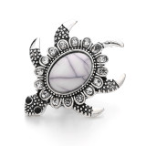 20MM turtle snap sliver Plated with rhinestones and  cyan Turquoise  KC6702 snaps jewelry
