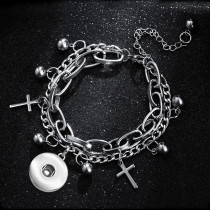LOVE CROSS  Stainless Steel 20MM  Snap button Bracelet   DIY jewelry