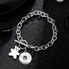 BEAR  Stainless Steel 20MM  Snap button Bracelet   DIY jewelry