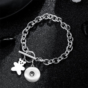BEAR  Stainless Steel 20MM  Snap button Bracelet   DIY jewelry