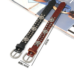 Vintage punk cowhide bracelet rivet genuine leather