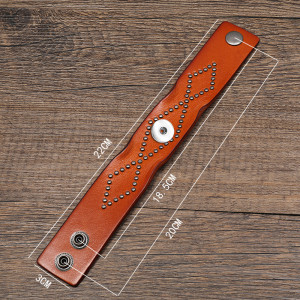 Vintage punk genuine leather 18mm snap button bracelet  DIY jewelry
