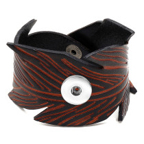 Vintage feather genuine leather 18mm snap button bracelet  DIY jewelry