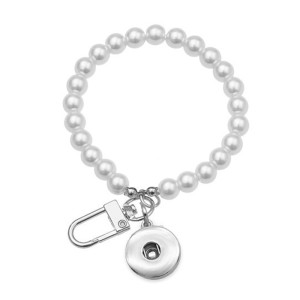 fashion  Imitation pearl key chain  bag  phone pendant 20MM snap button jewelry