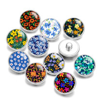 20MM Flower Print glass snaps buttons  DIY jewelry