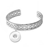 Sun flower Woven Geometry Women's Stainless Steel Open Chain Stripe Hollow out Adjustable 18MM Snap Buckle Steel Bracelet