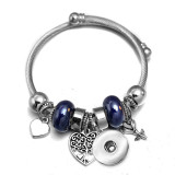Butterfly Elephant Beaded Stainless Steel Bracelet Tree of Life Pendant Crystal Various Dragonfly Love Metal Bracelet fit snaps jewelry